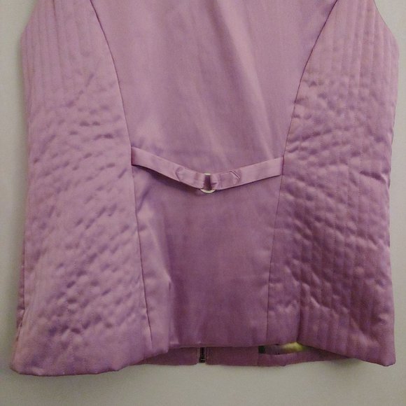 JH Collection Lilac Full Zip Silky Vest With Pockets M Collar - Picture 9 of 11